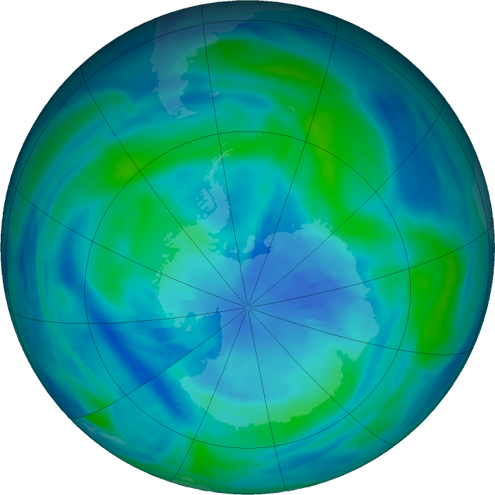 Antarctic ozone map for 31 March 2023